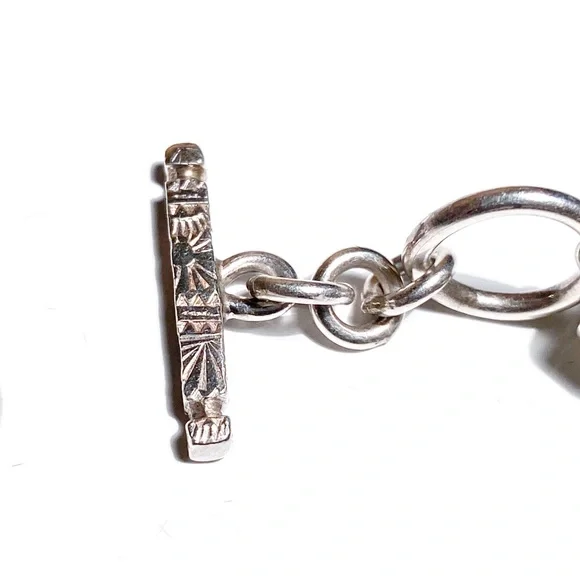 Harold Lujan Unsigned Bracelet w/ Sterling Hand Stamped Beads & Hand Cut Stones - Picture 12 of 16